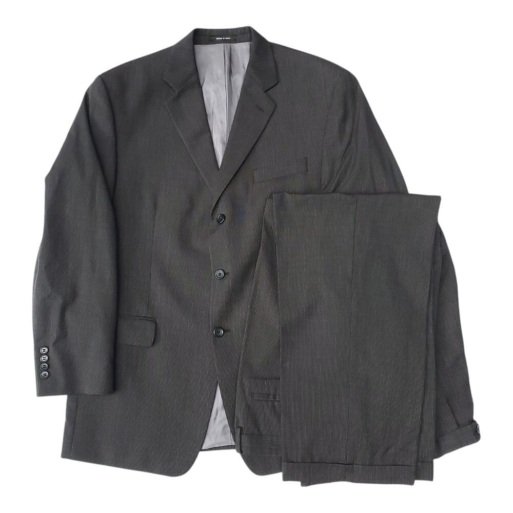 Michael Kors 2 Pc Suit Wool Old Money Heritage Academia Brown Stripe 42R 35x29